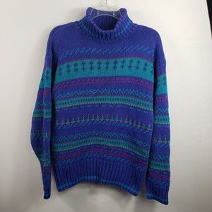 Vintage Milano Design Group Pullover Sweater Cotton Blend Medium fair isle